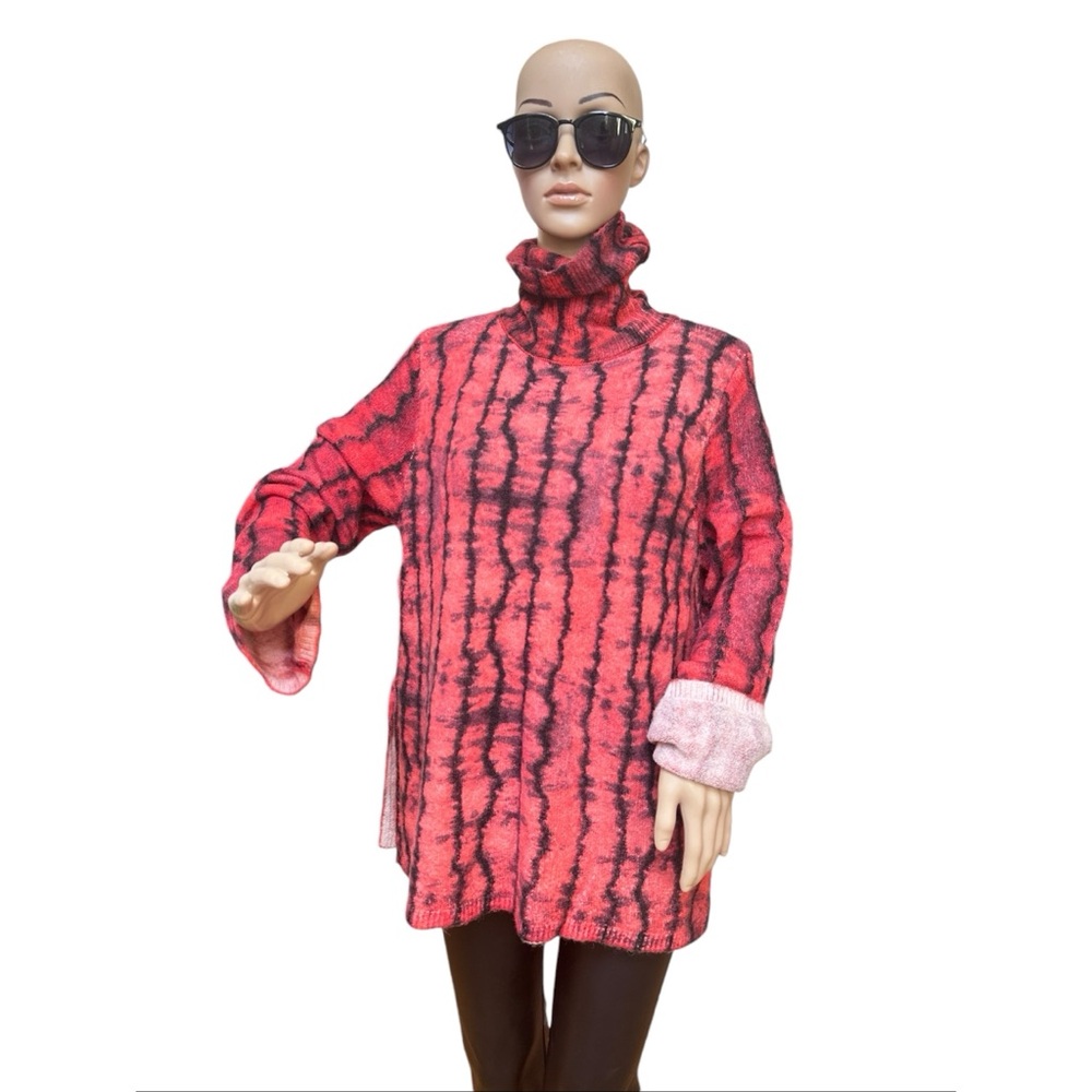 Zara Red and Black Tie Dye High Neck Sweater, NWT, L - Picture 3 of 16